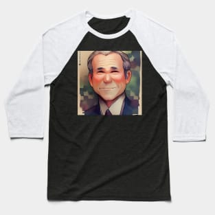 George W Bush | American President Portrait | Anime style Baseball T-Shirt